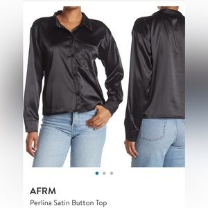 NWOT AFRM Perlina Satin Button Top. Size S